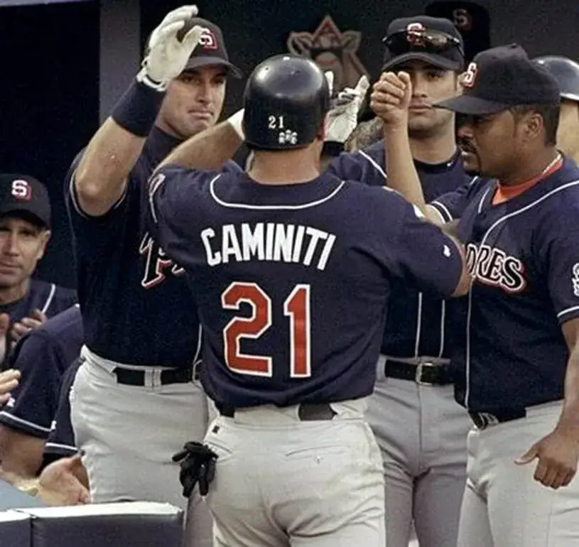 KEN CAMINITI San Diego Padres 1997 Alternate Majestic Baseball Throwback Jersey 