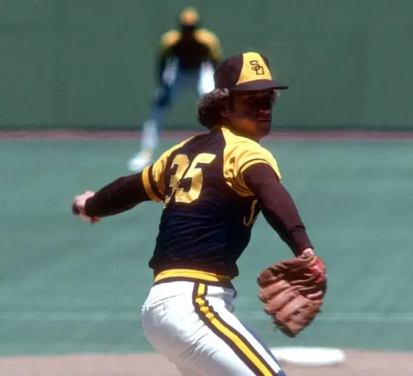 RANDY JONES San Diego Padres 1976 Away Majestic Baseball Throwback Jersey 
