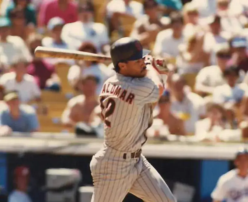 ROBERTO ALOMAR San Diego Padres 1989 Away Majestic Throwback Baseball Jersey 