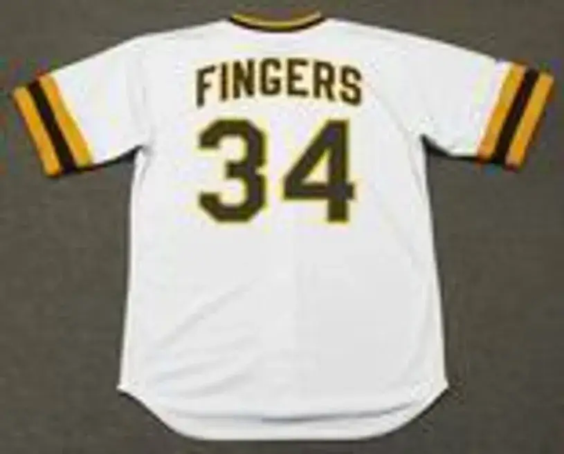 ROLLIE FINGERS San Diego Padres 1970’s Majestic Cooperstown Home Baseball Jersey 