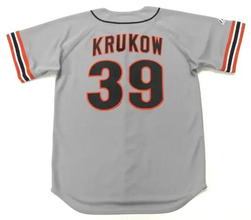 MIKE KRUKOW San Francisco Giants 1989 Away Majestic Baseball Throwback Jersey 
