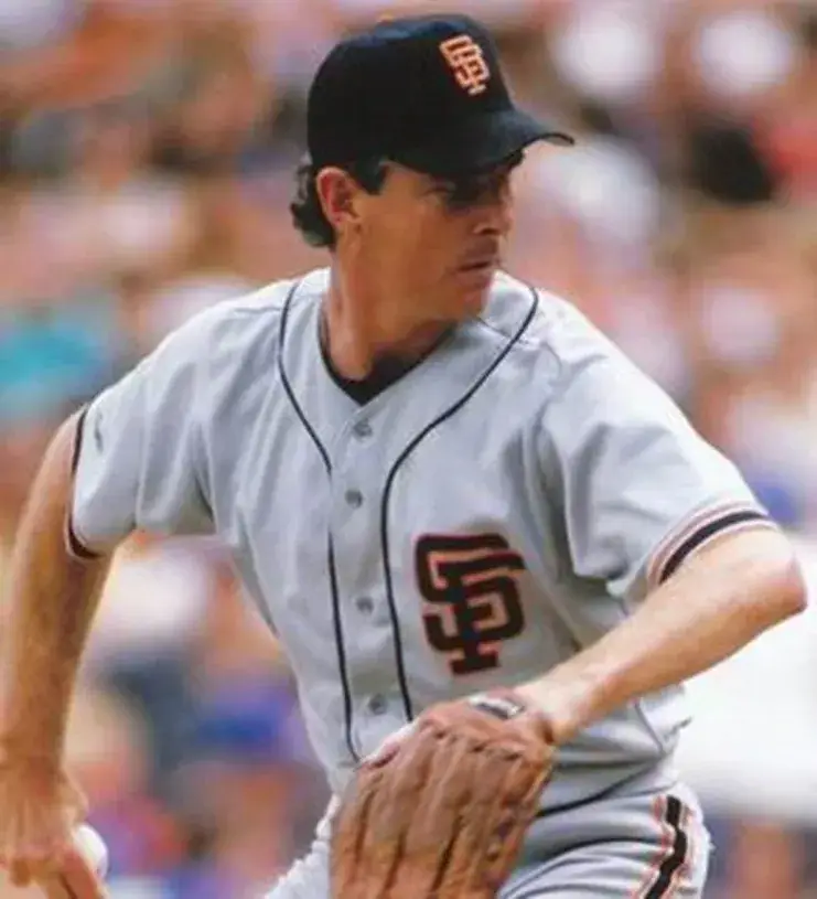 MIKE KRUKOW San Francisco Giants 1989 Away Majestic Baseball Throwback Jersey 