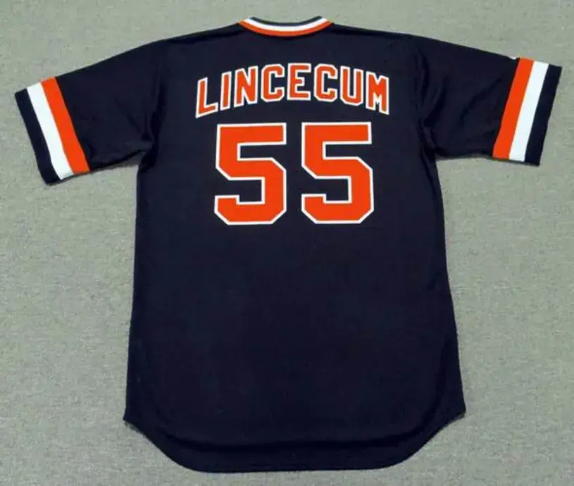 TIM LINCECUM San Francisco Giants 1980’s Majestic Cooperstown Away Baseball Jersey 