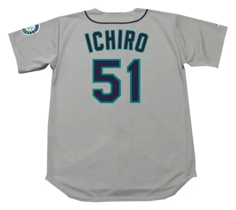 ICHIRO SUZUKI Seattle Mariners 2001 Majestic Throwback Away Baseball Jersey 
