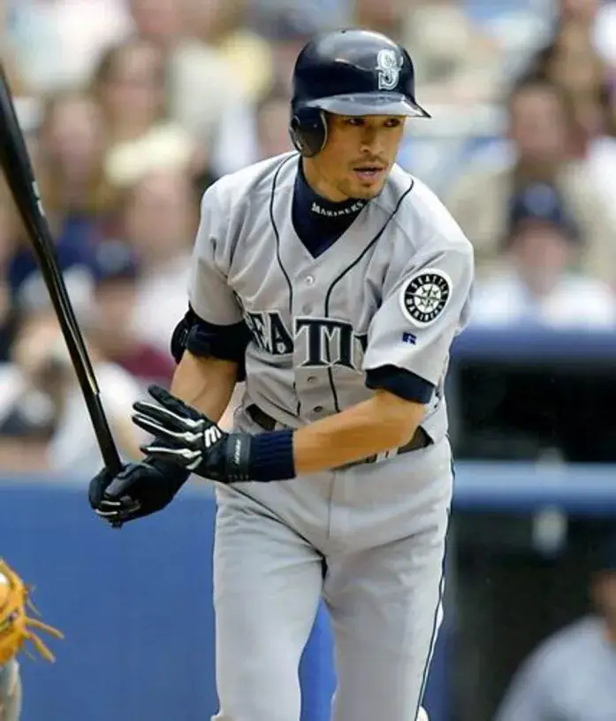 ICHIRO SUZUKI Seattle Mariners 2001 Majestic Throwback Away Baseball Jersey 
