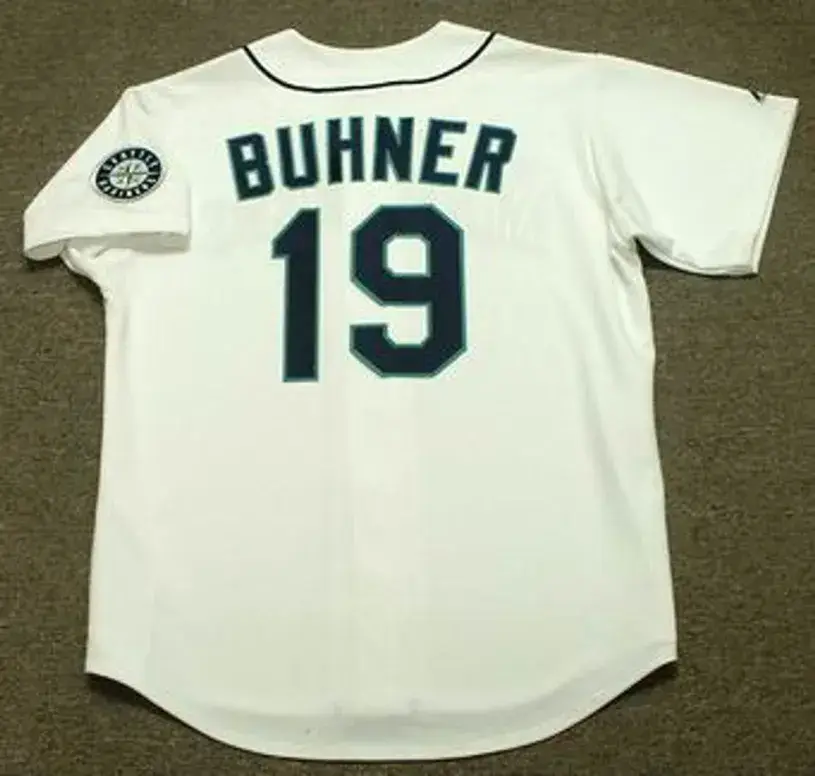 JAY BUHNER Seattle Mariners 1997 Majestic Throwback Home Baseball Jersey 
