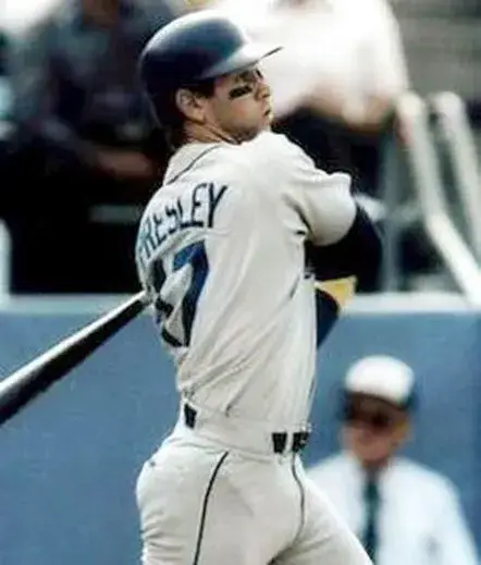 JIM PRESLEY Seattle Mariners 1987 Majestic Cooperstown Away Baseball Jersey 