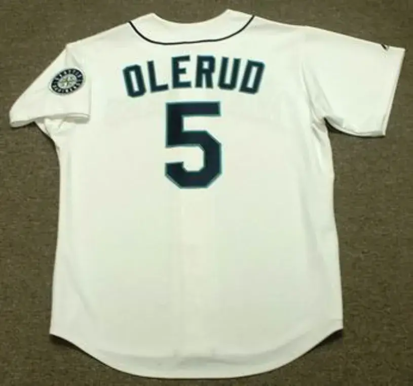 JOHN OLERUD Seattle Mariners 2001 Majestic Throwback Home Baseball Jersey 