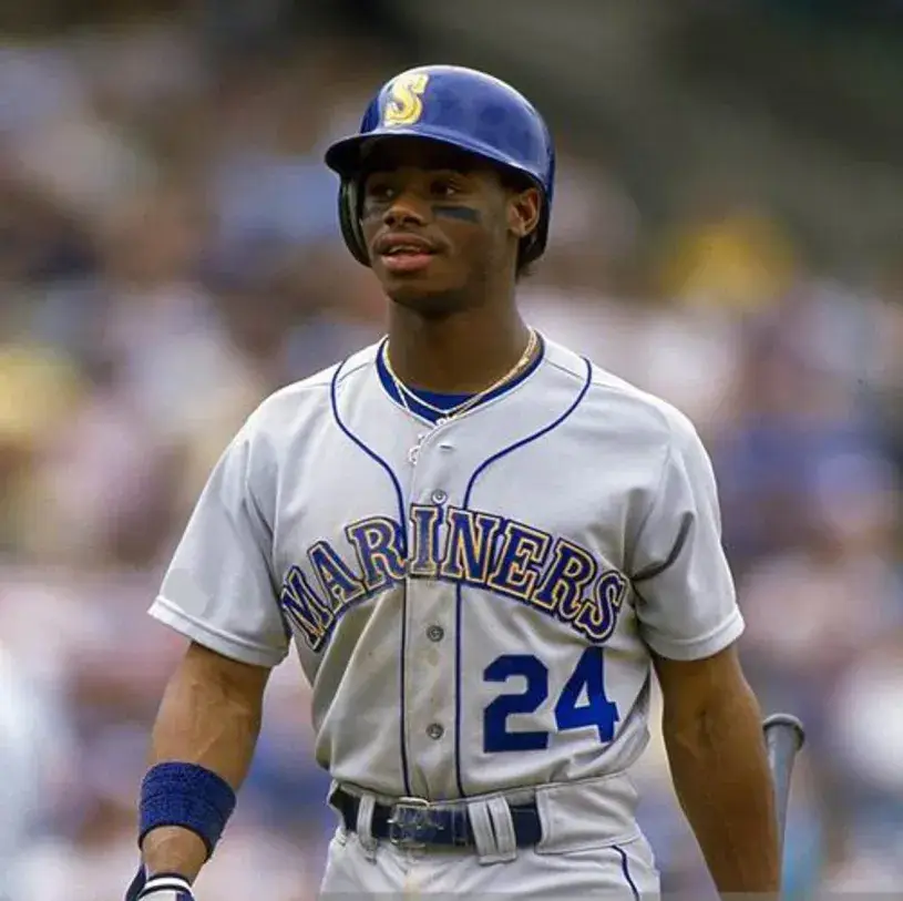 KEN GRIFFEY JR. Seattle Mariners 1989 Away Majestic Baseball Throwback Jersey 