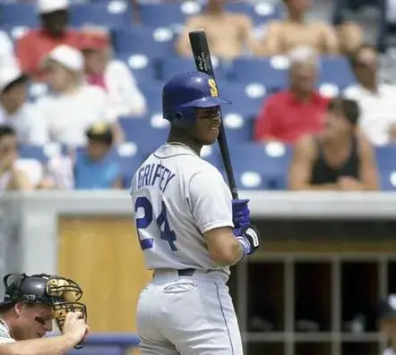 KEN GRIFFEY JR. Seattle Mariners 1989 Away Majestic Baseball Throwback Jersey 