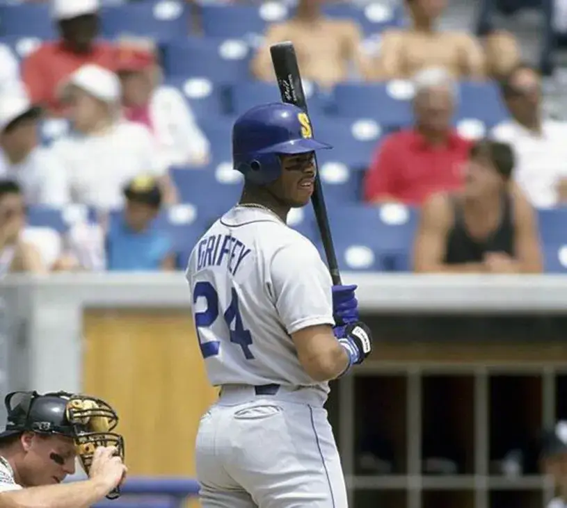 KEN GRIFFEY JR. Seattle Mariners 1989 Away Majestic Baseball Throwback Jersey 