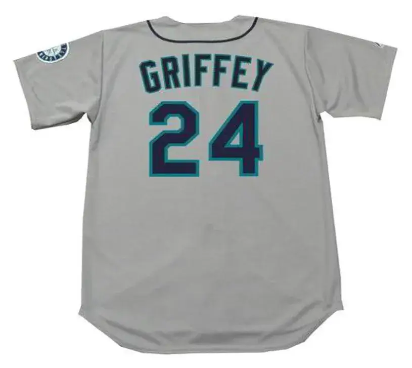 KEN GRIFFEY JR. Seattle Mariners 1997 Away Majestic Throwback Baseball Jersey 