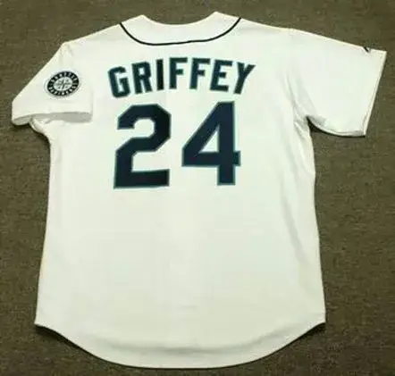 KEN GRIFFEY JR. Seattle Mariners 1997 Home Majestic Throwback Baseball Jersey 
