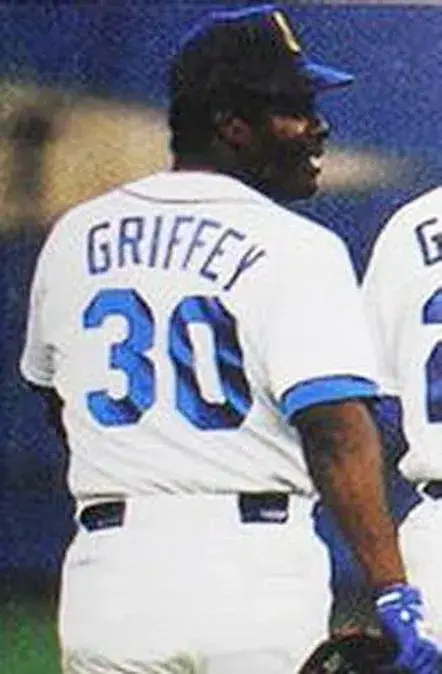 KEN GRIFFEY Seattle Mariners 1990 Majestic Cooperstown Away Baseball Jersey 