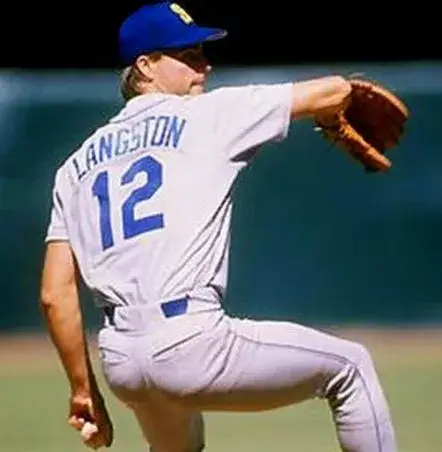 MARK LANGSTON Seattle Mariners 1987 Majestic Cooperstown Away Baseball Jersey 