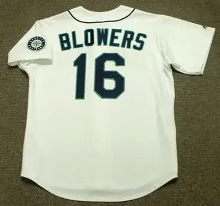 MIKE BLOWERS Seattle Mariners 1995 Majestic Throwback Home Baseball Jersey 