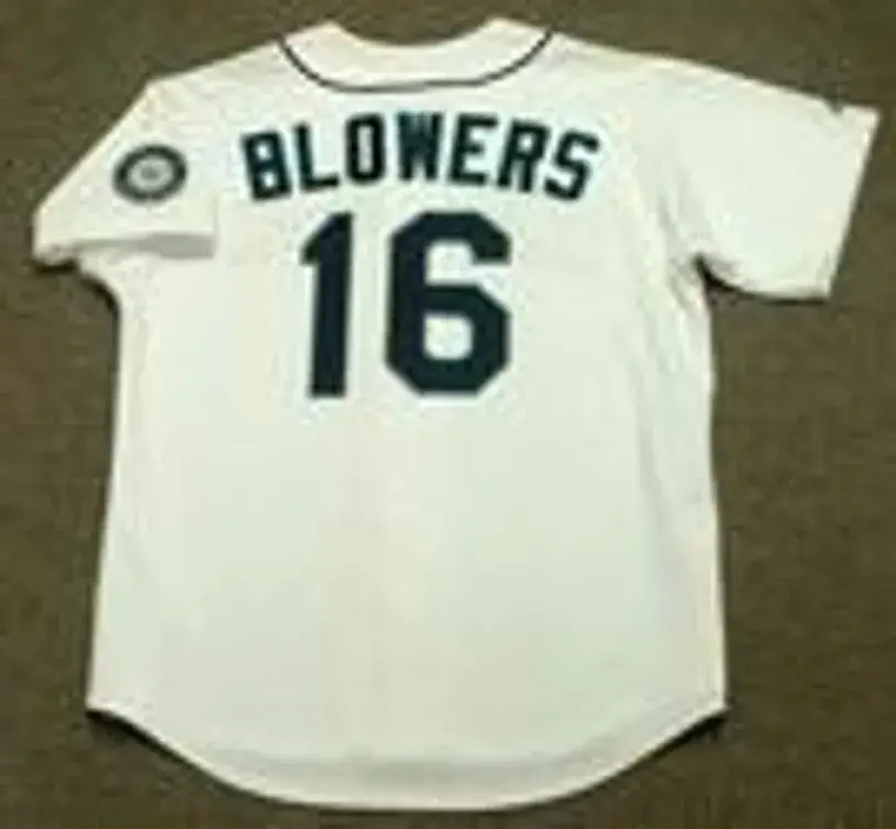MIKE BLOWERS Seattle Mariners 1995 Majestic Throwback Home Baseball Jersey 