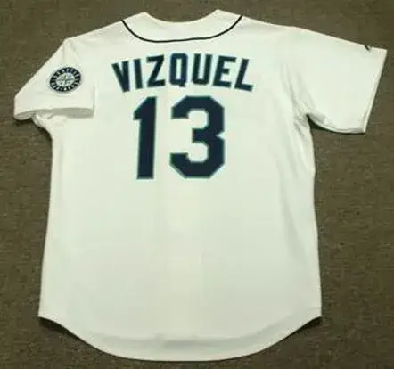OMAR VIZQUEL Seattle Mariners 1993 Majestic Throwback Home Baseball Jersey 