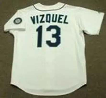 OMAR VIZQUEL Seattle Mariners 1993 Majestic Throwback Home Baseball Jersey 