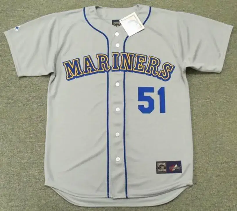RANDY JOHNSON Seattle Mariners 1990 Majestic Cooperstown Away Baseball Jersey