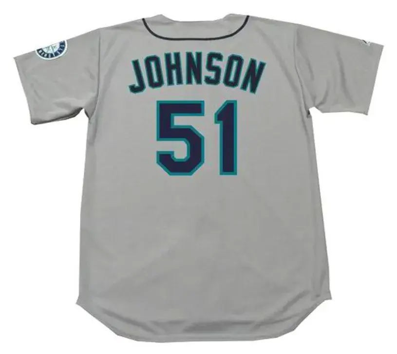 RANDY JOHNSON Seattle Mariners 1997 Majestic Throwback Away Baseball Jersey 