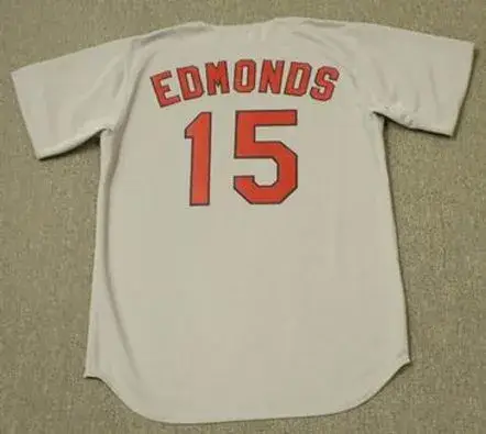 JIM EDMONDS St. Louis Cardinals 2000 Majestic Cooperstown Throwback Away Jersey 