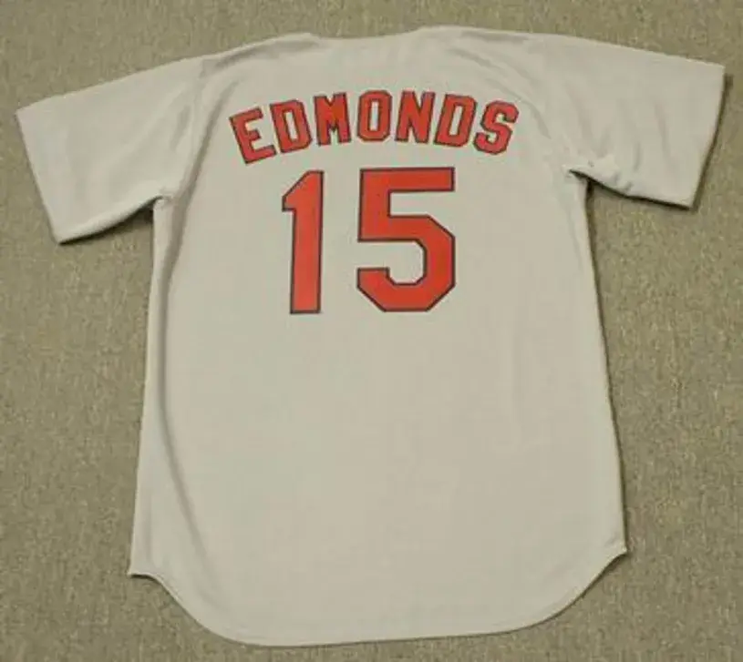 JIM EDMONDS St. Louis Cardinals 2000 Majestic Cooperstown Throwback Away Jersey 