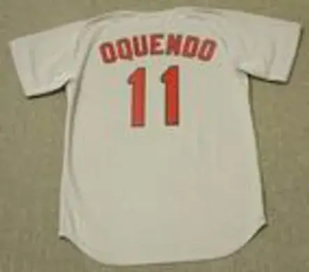 JOSE OQUENDO St. Louis Cardinals 1992 Majestic Cooperstown Throwback Away Jersey 