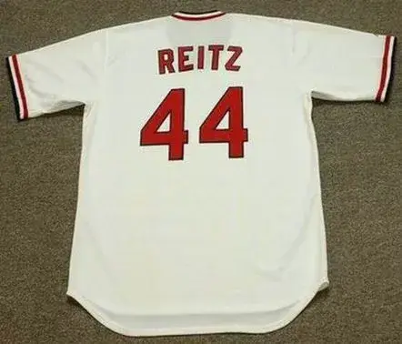KEN REITZ St. Louis Cardinals 1975 Majestic Cooperstown Home Baseball Jersey 