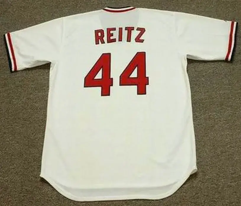 KEN REITZ St. Louis Cardinals 1975 Majestic Cooperstown Home Baseball Jersey 