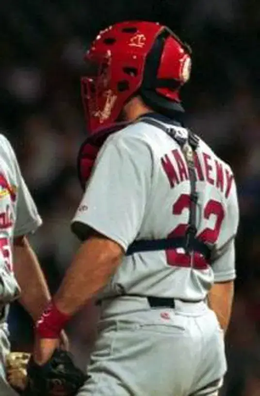 MIKE MATHENY St. Louis Cardinals 2000 Majestic Cooperstown Throwback Away Jersey 