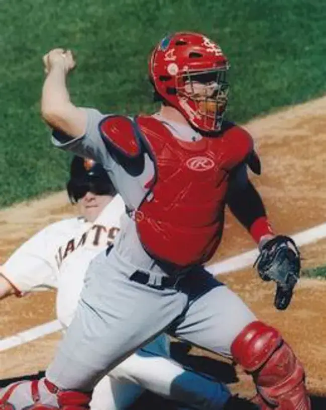 MIKE MATHENY St. Louis Cardinals 2000 Majestic Cooperstown Throwback Away Jersey 