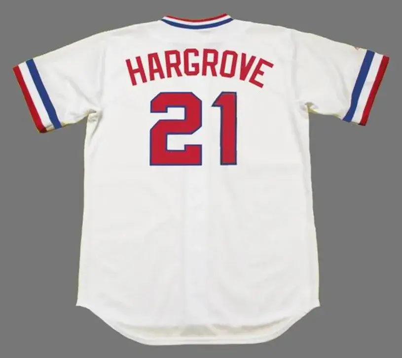 MIKE HARGROVE Texas Rangers 1974 Majestic Cooperstown Home Baseball Jersey 