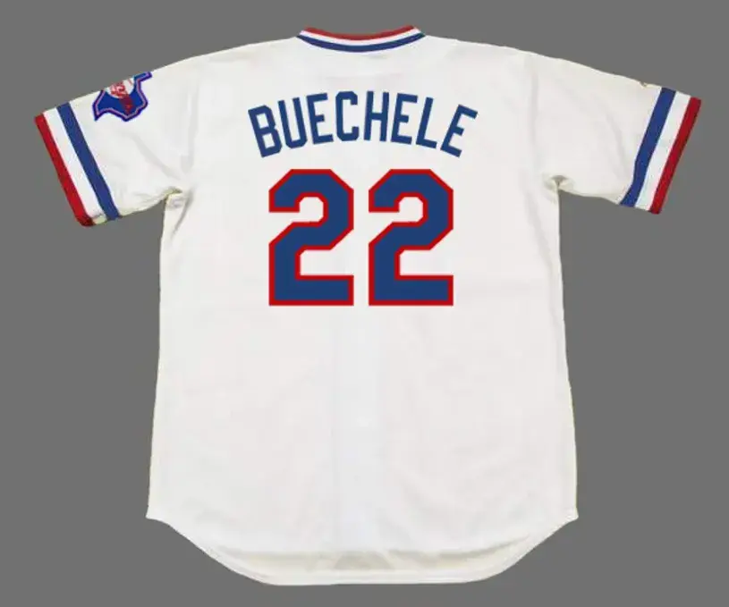 STEVE BUECHELE Texas Rangers 1985 Home Majestic Throwback Baseball Jersey 