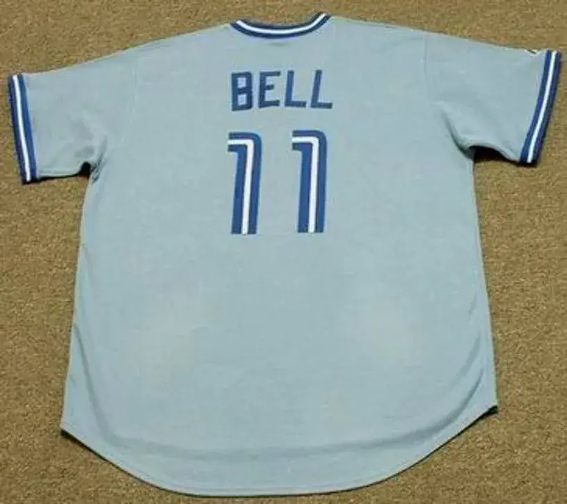 GEORGE BELL Toronto Blue Jays Majestic Cooperstown Throwback Away Baseball Jersey 