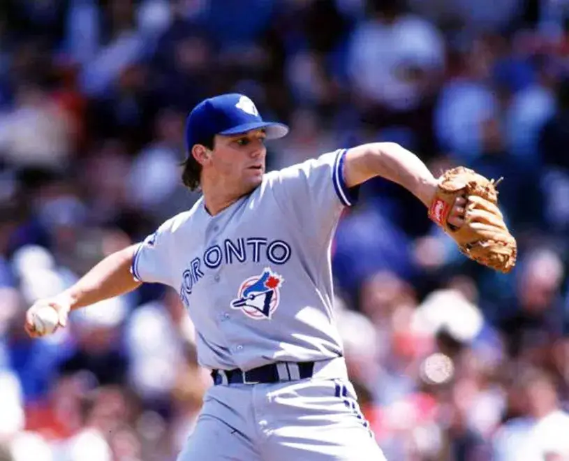 PAT HENTGEN Toronto Blue Jays 1993 Away Majestic Throwback Baseball Jersey 
