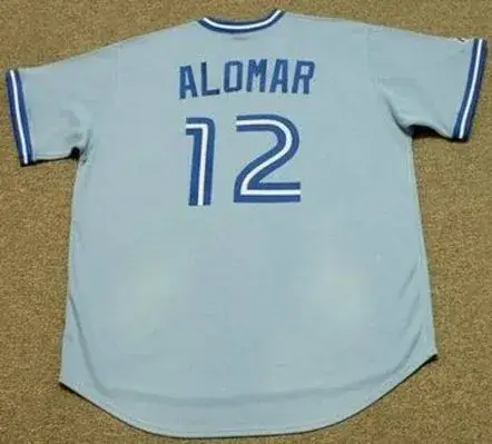 ROBERTO ALOMAR Toronto Blue Jays Majestic Cooperstown Throwback Away Baseball Jersey 
