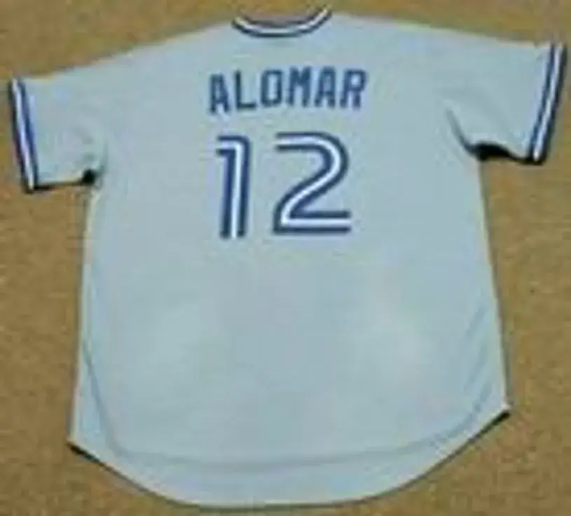ROBERTO ALOMAR Toronto Blue Jays Majestic Cooperstown Throwback Away Baseball Jersey 