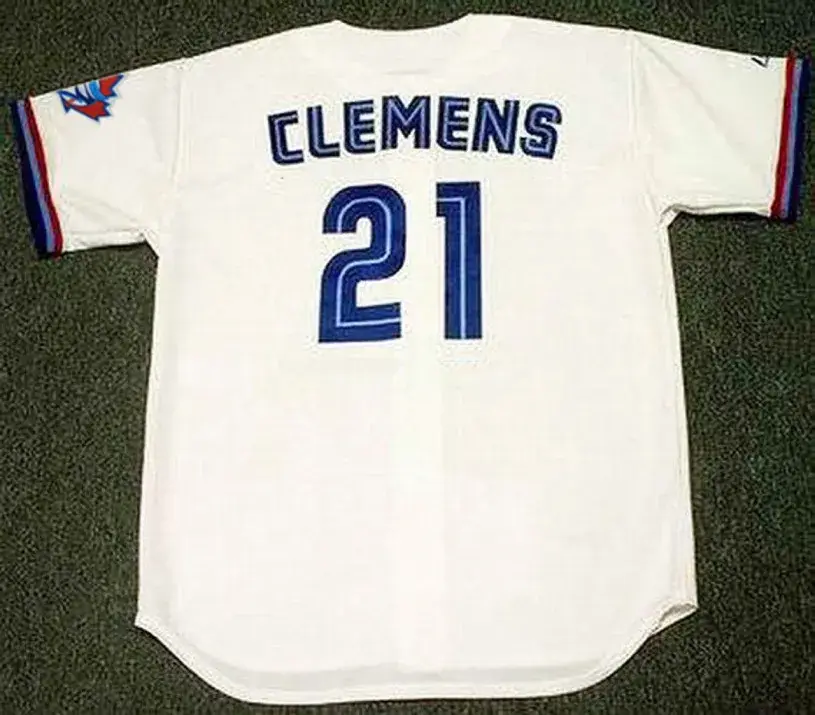 ROGER CLEMENS Toronto Blue Jays 1997 Majestic Throwback Home Baseball Jersey 