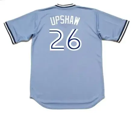 WILLIE UPSHAW Toronto Blue Jays 1983 Majestic Cooperstown Away Baseball Jersey 