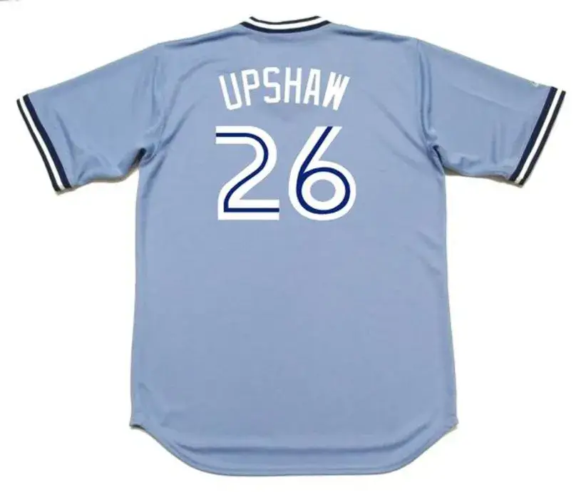 WILLIE UPSHAW Toronto Blue Jays 1983 Majestic Cooperstown Away Baseball Jersey 