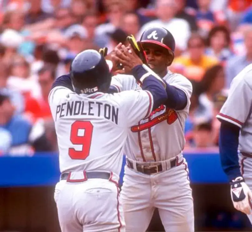 TERRY PENDLETON Atlanta Braves 1992 Away Majestic Throwback Baseball Jersey 