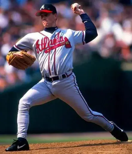 TOM GLAVINE Atlanta Braves 1995 Away Majestic Throwback Baseball Jersey 