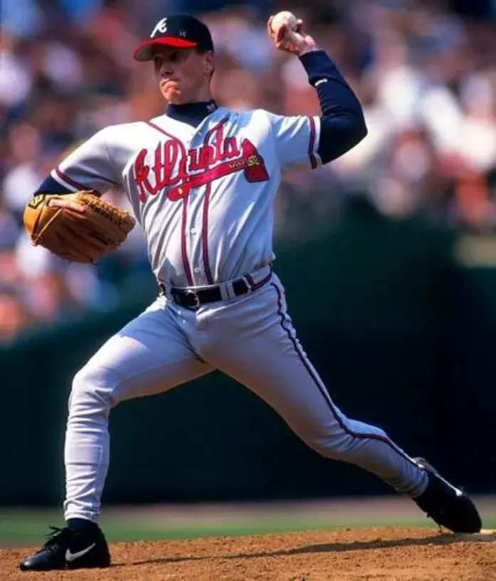 TOM GLAVINE Atlanta Braves 1995 Away Majestic Throwback Baseball Jersey 