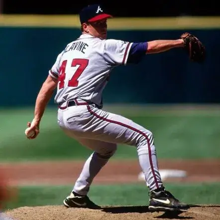 TOM GLAVINE Atlanta Braves 1995 Away Majestic Throwback Baseball Jersey 