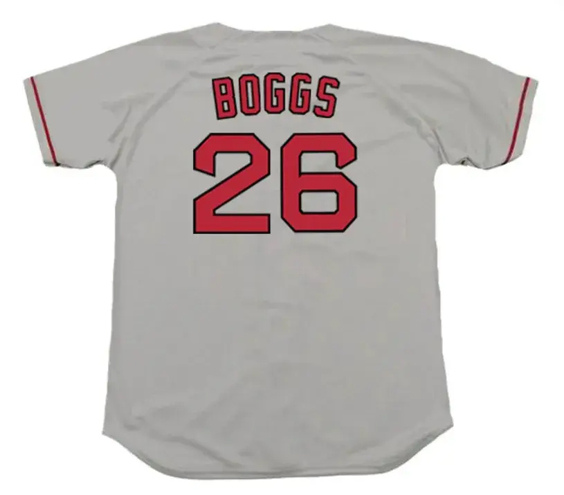 WADE BOGGS Boston Red Sox 1990 Majestic Throwback Away Baseball Jersey 