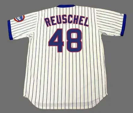 RICK REUSCHEL Chicago Cubs 1980 Majestic Cooperstown Home Baseball Jersey 