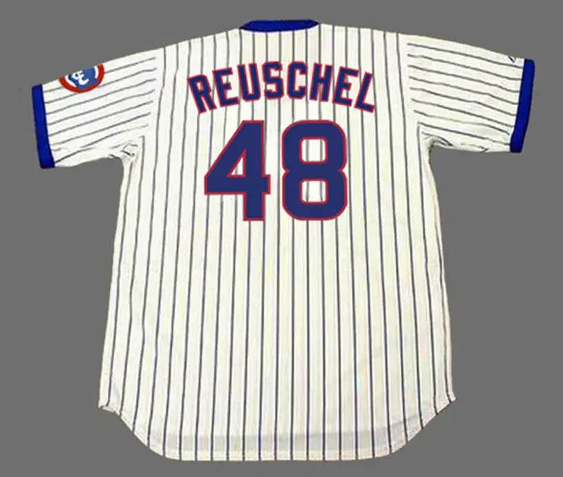 RICK REUSCHEL Chicago Cubs 1980 Majestic Cooperstown Home Baseball Jersey 