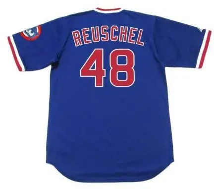 RICK REUSCHEL Chicago Cubs 1984 Majestic Cooperstown Throwback Baseball Jersey 