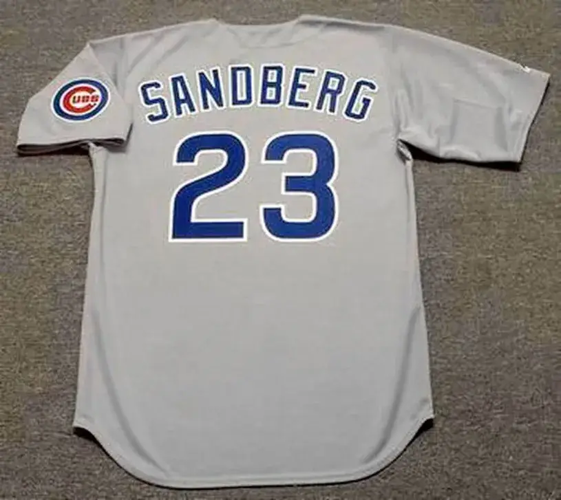 RYNE SANDBERG Chicago Cubs 1990 Away Majestic Baseball Throwback Jersey 
